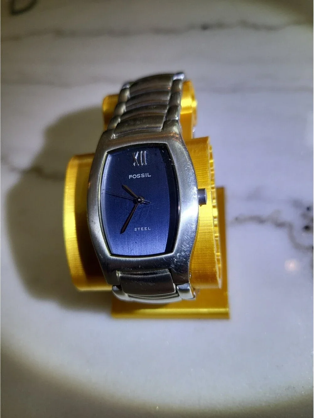 Fossil Arkitekt Men's Stainless Steel Quartz Wristwatch Dk Blue Dial 6.75